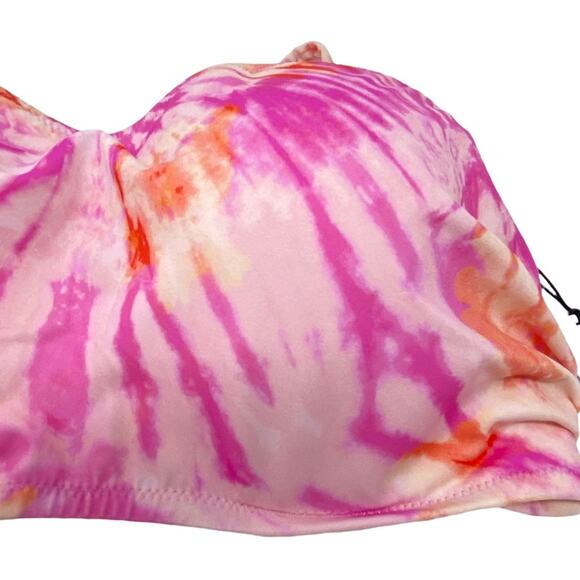 Shade & Shore Pink And Orange Tie Dye Light Lift Bikini Top Size 34 D NWT - Picture 2 of 9
